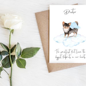 Gepersonaliseerde llong haired chihuahua hond sympathie kaart - hondenliefhebbers kaart hond eigenaar kaart, hond minnaar kaart hond eigenaar kaart hond verlies kaart, huisdier verlies