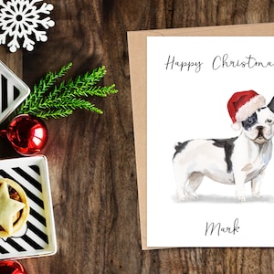 Personalisierte französische Bulldogge - Hund Weihnachtskarte - Hundeliebhaber Karte, Lustige Weihnachtskarte, Hundeliebhaber Karte, Hundebesitzer Karte Süße Hundekarte