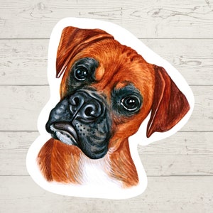 3 x Boxer Vinyl stickers, dog mom sticker, dog dad, dog lover gift, laptop sticker, bujo sticker, Bullet journal decal, watercolour