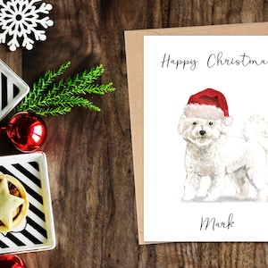 Personalisierte Bichon Frise- Hunde Weihnachtskarte - Hundeliebhaber Karte, Lustige Weihnachtskarte, Hundeliebhaber Karte, Hundebesitzer Karte Süße Hundekarte