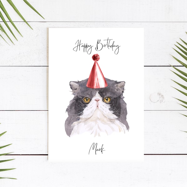 Personalised Persian - Cat Birthday card -Cat lovers card Cat owner card, Funny birthday card, Cat lover card, Cat owner card, Cute cat card