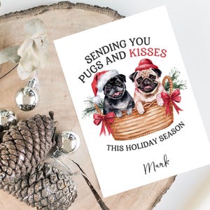 Personalisierte Mops - Hundeweihnachtskarte -Hundeliebhaber Karte Karte, lustige Weihnachtskarte, Hundeliebhaber Karte, Hundebesitzer Karte Süße Hunde Karte
