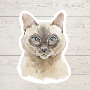 3 x Siamese cat stickers, Cat mom sticker, cat dad, cat lover gift, laptop sticker, bujo sticker, Bullet journal decal, cute cat sticker