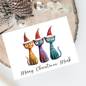 Groupe personnalisé de chats - Carte de Noël de chat - Carte d'amoureux des chats Carte de propriétaire de chat, carte de Noël amusante, carte de propriétaire de chat, carte de chat mignon