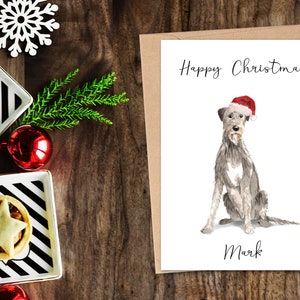 Gepersonaliseerde Ierse Wolf Hound - Kerstkaart van de hond - hondenliefhebbers kaart, grappige kerstkaart, hondenliefhebber kaart, hondeneigenaar kaart Leuke hondenkaart