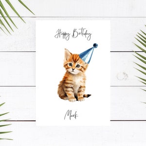 Carte d'anniversaire personnalisée pour chat Rex de Cornouailles - Carte pour amoureux des chats Carte de propriétaire de chat, carte d'anniversaire drôle, carte de propriétaire de chat, carte de chat mignon