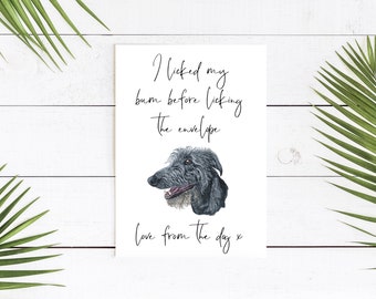 Carte d'anniversaire personnalisée Deerhound deer hound-dog - carte d'amoureux de chien carte de propriétaire de chien, carte d'amant de chien carte de propriétaire de chien Carte de chien mignon