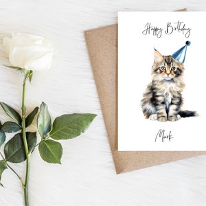 Maine coon personnalisée - Carte d'anniversaire de chat - Carte d'amoureux des chats Carte de propriétaire de chat, carte drôle, carte d'amant de chat, carte de propriétaire de chat, carte de chat mignon