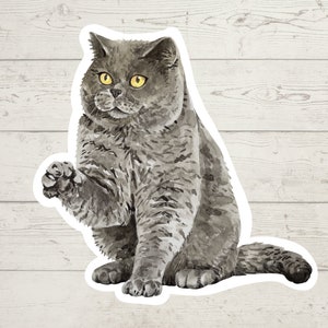 3 x blaue russische Katzen Aufkleber, Mama Sticker, Katzenliebhaber Geschenk, Laptop Sticker, Bujo Sticker, Bullet Journal Aufkleber, Katze Sticker Aquarell