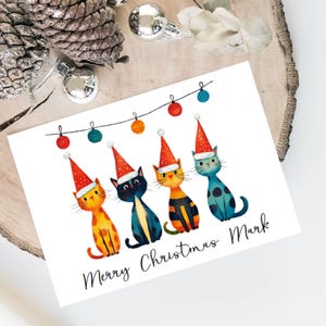 Groupe personnalisé de chats - Carte de Noël de chat - Carte d'amoureux des chats Carte de propriétaire de chat, carte de Noël amusante, carte de propriétaire de chat, carte de chat mignon