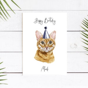 Carte d’anniversaire red tabby Cat personnalisée - Carte d’amoureux du chat Carte du propriétaire du chat, Carte d’anniversaire drôle, Carte du propriétaire du chat, Carte du chat mignon
