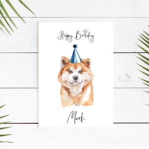 Personalizzato Akita - cane Biglietto di compleanno - Carta per gli amanti del cane Carta del proprietario del cane, Carta del proprietario del cane Della carta del cane Carino