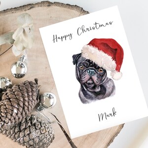 Personalisierte Mops - Hund Weihnachtskarte -Hundeliebhaber Karte Karte Karte, lustige Weihnachtskarte, Hundeliebhaber Karte, Hundebesitzer Karte Niedliche Hundekarte
