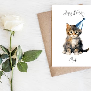 Carte d'anniversaire personnalisée pour chat Munchkin - Carte pour amoureux des chats Carte de propriétaire de chat, carte d'anniversaire drôle, carte de propriétaire de chat, carte de chat mignon