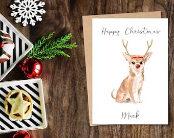 Personalised Chihuahua - Dog Christmas card -dog lovers card card, Funny xmas card, dog lover card, dog owner card Cute dog card