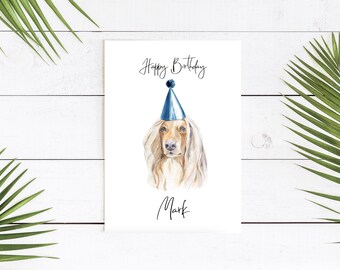 Personalised Hound dog Birthday card -dog lovers card dog owner card, dog lover card dog owner card Cute dog card