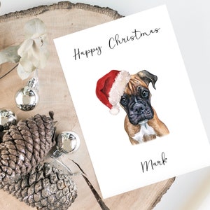 Personalisierte Boxer - Hund Weihnachtskarte - Hundeliebhaber Karte Karte, lustige Weihnachtskarte, Hundeliebhaber Karte, Hundebesitzer Karte Niedliche Hundekarte