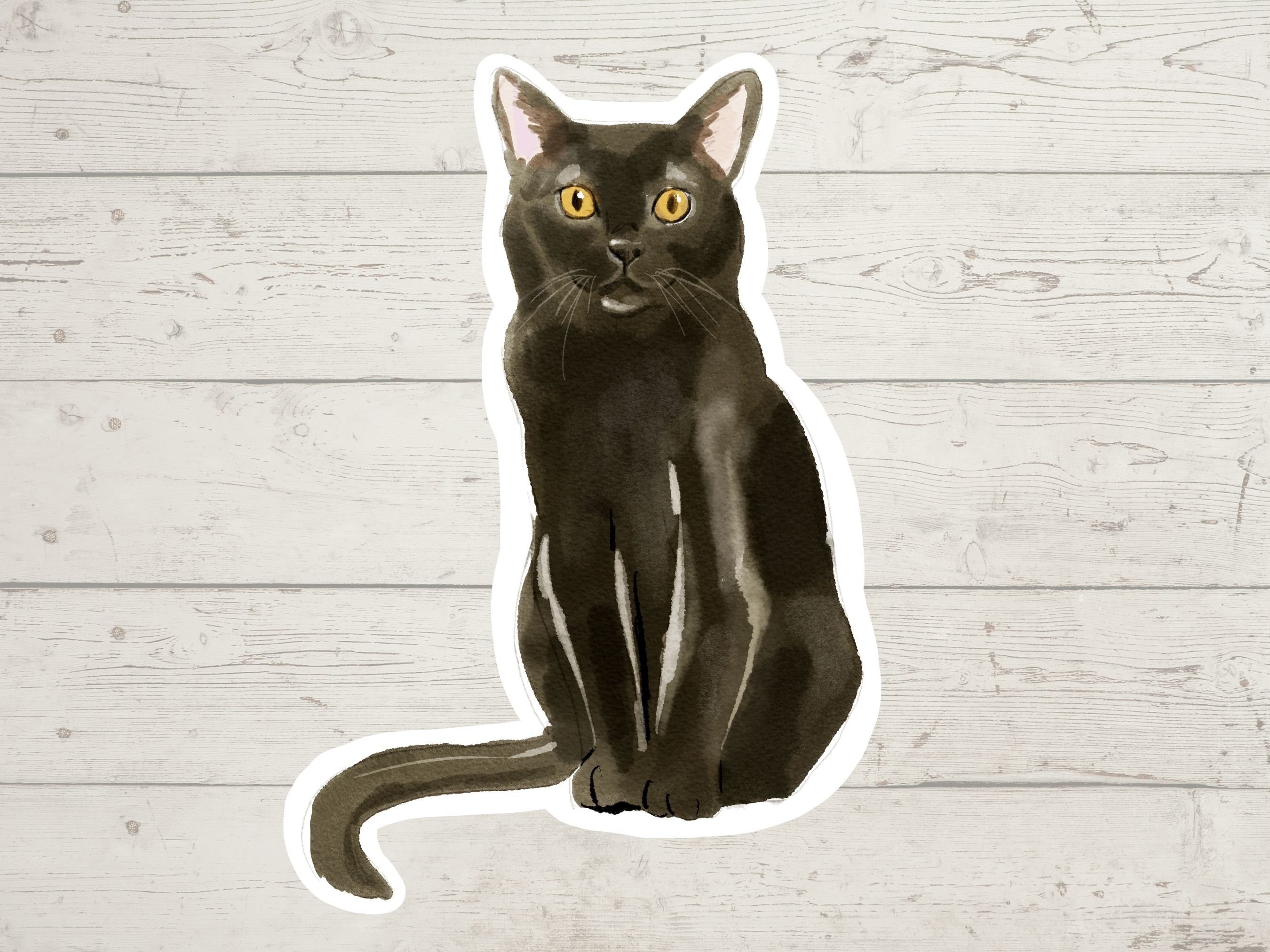 3 x Black cat stickers, mom sticker, dad, cat lover gift decal, laptop sticker, bujo sticker, Bullet journal decal, cat sticker watercolour