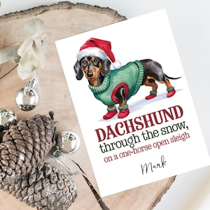 Gepersonaliseerde teckel - hond kerstkaart - hondenliefhebbers kaart kaart, grappige kerstkaart, hondenliefhebber kaart, hondenbezitter kaart Leuke hondenkaart