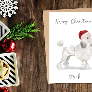 Personalisierte Weiße Pudel - Hund Weihnachtskarte - Hundeliebhaber Karte, Lustige Weihnachtskarte, Hundeliebhaber Karte, Hundebesitzer Karte Niedliche Hundekarte
