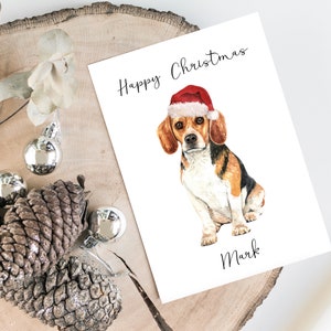 Beagle personalizado - cartão de Natal para cães - cartão para amantes de cães, cartão de Natal engraçado, cartão para amantes de cães, cartão para proprietário de cães Cartão bonito para cães