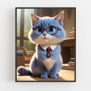 Custom Pet Portrait, Teacher Gift, lecturer gift, professor Cat, Pet Memorial gift, Gift for cat lovers or owners