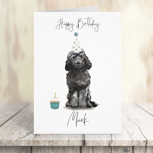 Personalisierte schwarze cockapoo Hunde Geburtstagskarte -Hundeliebhaber Karte Hundebesitzer Karte, Hundeliebhaber Karte Hundebesitzer Karte Süße Hundekarte