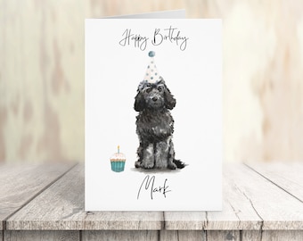 Personalised black cockapoo dog Birthday card -dog lovers card dog owner card, dog lover card dog owner card Cute dog card