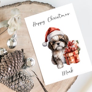 Gepersonaliseerde Shih tzu - Kerstkaart van de hond - hondenliefhebbers kaart, grappige kerstkaart, hondenliefhebber kaart, hondeneigenaar kaart Leuke hondenkaart