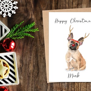 Personalisierte Französische Bulldogge - Hund Weihnachtskarte - Hundeliebhaber Karte, Lustige Weihnachtskarte, Hundeliebhaber Karte, Hundebesitzer Karte Süße Hundekarte