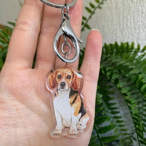 Beagle keyring - clear acrylic glitter Keychain dog lover, key ring, dog owner, Cute gift, key chain, bag charm, dog Mom gift