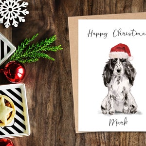 Personalisierte schwarze Cocker Spaniel - Hunde Weihnachtskarte - Hundeliebhaber Karte, Lustige Weihnachtskarte, Hundeliebhaber Karte, Hundebesitzer Karte Süße Hundekarte