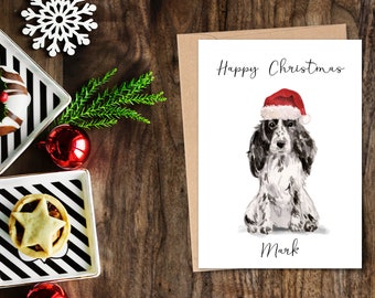 Personalised black Cocker Spaniel - Dog Christmas card -dog lovers card card, Funny xmas card, dog lover card, dog owner card Cute dog card