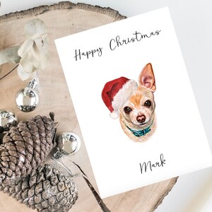 Chihuahua personnalisé - Carte de Noël pour chien -Carte de carte pour les amoureux des chiens, Carte de Noël drôle, Carte d’amant de chien, Carte de propriétaire de chien Carte de chien mignonne