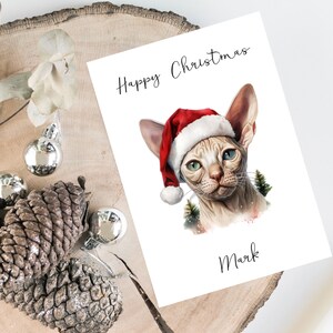 Sphynx Katze, Sphynx Katze, Katzenliebhaber Karte, Lustige Weihnachtskarte, Katzenliebhaber Karte, Katzenbesitzer Karte, Süße Katzen Karte