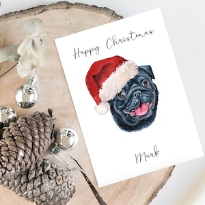 Personalisierte Mops - Hund Weihnachtskarte -Hundeliebhaber Karte Karte Karte, lustige Weihnachtskarte, Hundeliebhaber Karte, Hundebesitzer Karte Niedliche Hundekarte