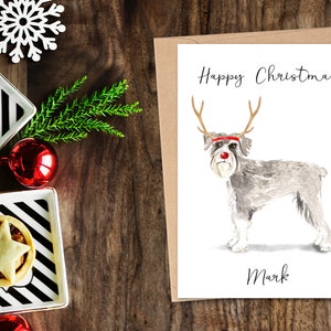 Personalisierte Schnauzer - Hunde Weihnachtskarte - Hundeliebhaber Karte, Lustige Weihnachtskarte, Hundeliebhaber Karte, Hundebesitzer Karte Süße Hundekarte