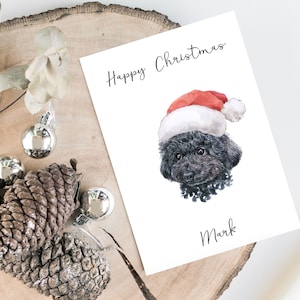 Barboncino personalizzato - Biglietto natalizio per cani - biglietto per amanti dei cani, biglietto di Natale divertente, biglietto per l'amante del cane, biglietto del proprietario del cane Biglietto per cani carino