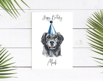 Personalised Black Golden Retriever - dog Birthday card -dog lovers card dog owner card, dog lover card dog owner card Cute dog card