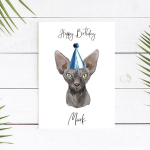 Chat Sphynx personnalisé - Carte d'anniversaire de chat - Carte d'amoureux des chats Carte de propriétaire de chat, carte drôle, carte d'amant de chat, carte de propriétaire de chat, carte de chat mignon