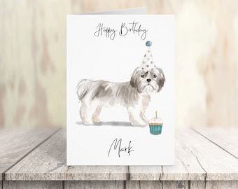 Personalizzato Shih tzu Capelli più corti - cane Biglietto di compleanno - Carta per gli amanti del cane Carta del proprietario del cane, carta dell'amante del cane Carta del proprietario del cane Carta del cane Carina carta del cane