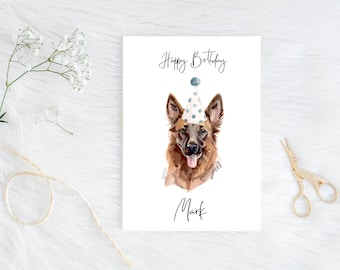 Personalised German Shepherd  - dog Birthday card -dog lovers card dog owner card, dog lover card dog owner card Cute dog card