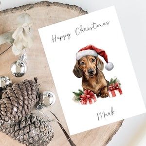 Gepersonaliseerde teckel - Kerstkaart van de hond - hondenliefhebbers kaart, grappige kerstkaart, hondenliefhebber kaart, hondeneigenaar kaart Leuke hondenkaart