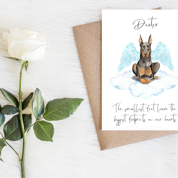 Personalised doberman - dog sympathy card -dog lovers card dog owner card, dog lover card dog owner card dog loss card, pet loss sympathy