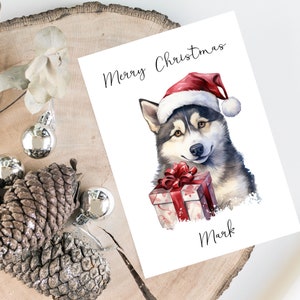 Siberian Husky personalizzato - Biglietto natalizio per cani - biglietto per amanti dei cani, biglietto di Natale divertente, biglietto per l'amante dei cani, biglietto del proprietario del cane Biglietto per cani carino