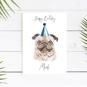 Carlin personnalisé - carte d’anniversaire de chien - carte d’amour de chien carte de propriétaire de chien, carte d’amour de chien carte de propriétaire de chien Carte de chien mignon