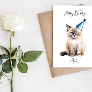 Poupée de chiffon personnalisée - Carte d'anniversaire de chat - Carte d'amoureux des chats Carte de propriétaire de chat, carte d'anniversaire drôle, carte d'amant de chat, carte de propriétaire de chat, carte de chat mignon