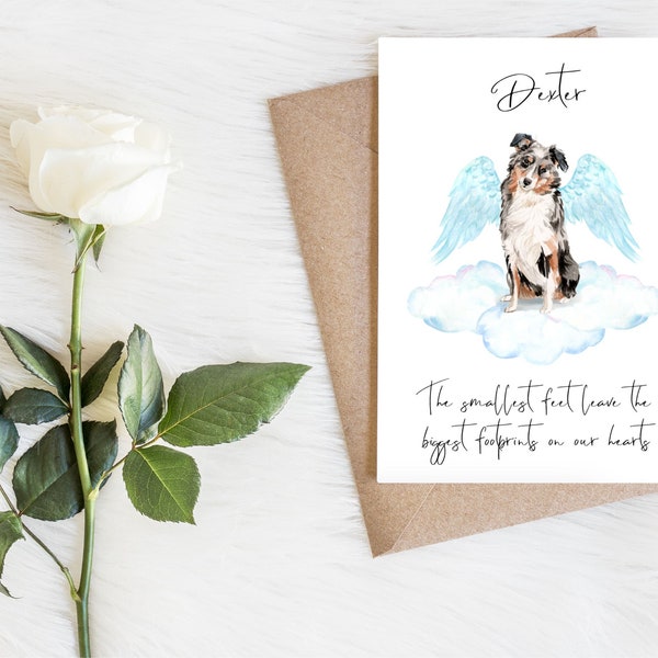 Personalised Australian shepherd - dog sympathy card -dog lovers card dog owner card, dog lover card dog owner card Cute dog card