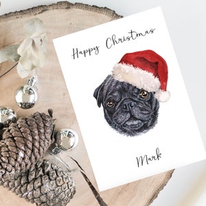Personalisierte Mops - Hund Weihnachtskarte -Hundeliebhaber Karte Karte Karte, lustige Weihnachtskarte, Hundeliebhaber Karte, Hundebesitzer Karte Niedliche Hundekarte