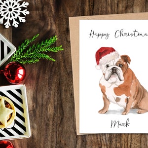 Personalisierte Bulldogge - Hundeweihnachtskarte -Hundeliebhaber Karte Karte, Lustige Weihnachtskarte, Hundeliebhaber Karte, Hundebesitzer Karte Süße Hunde Karte